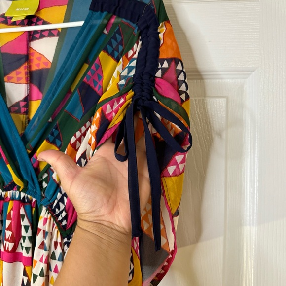 Anthropologie Maeve abstract multi color sheer dress beach cover up size 4 - Picture 4 of 8